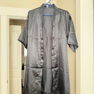 Black Satin Kimono Robe